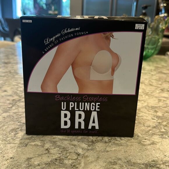 👙 U Plunge Backless Strapless Bra - Nude, Size B - New With Tags - Picture 1 of 8